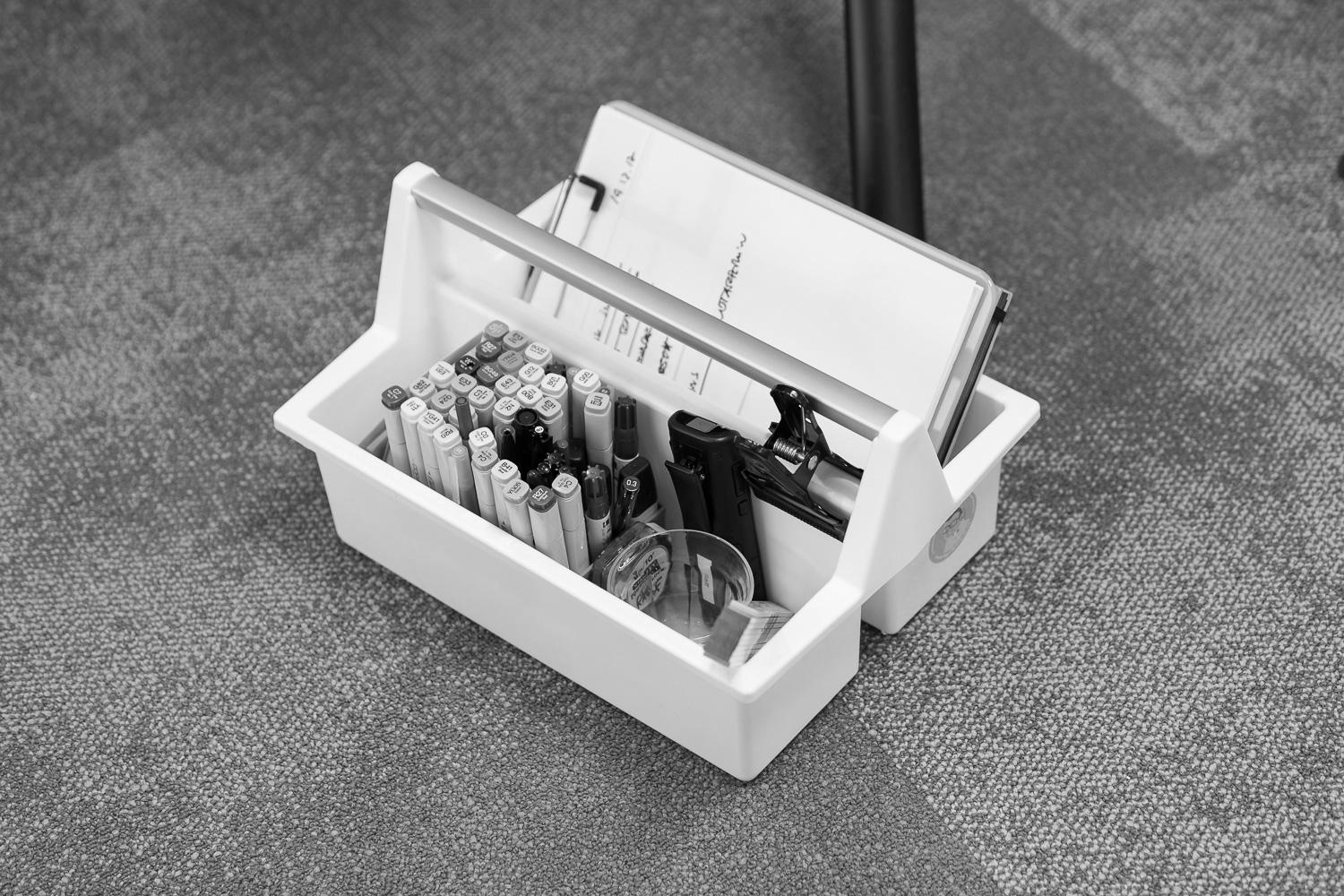 dreiform tool boxes pins scissors paper folding rule