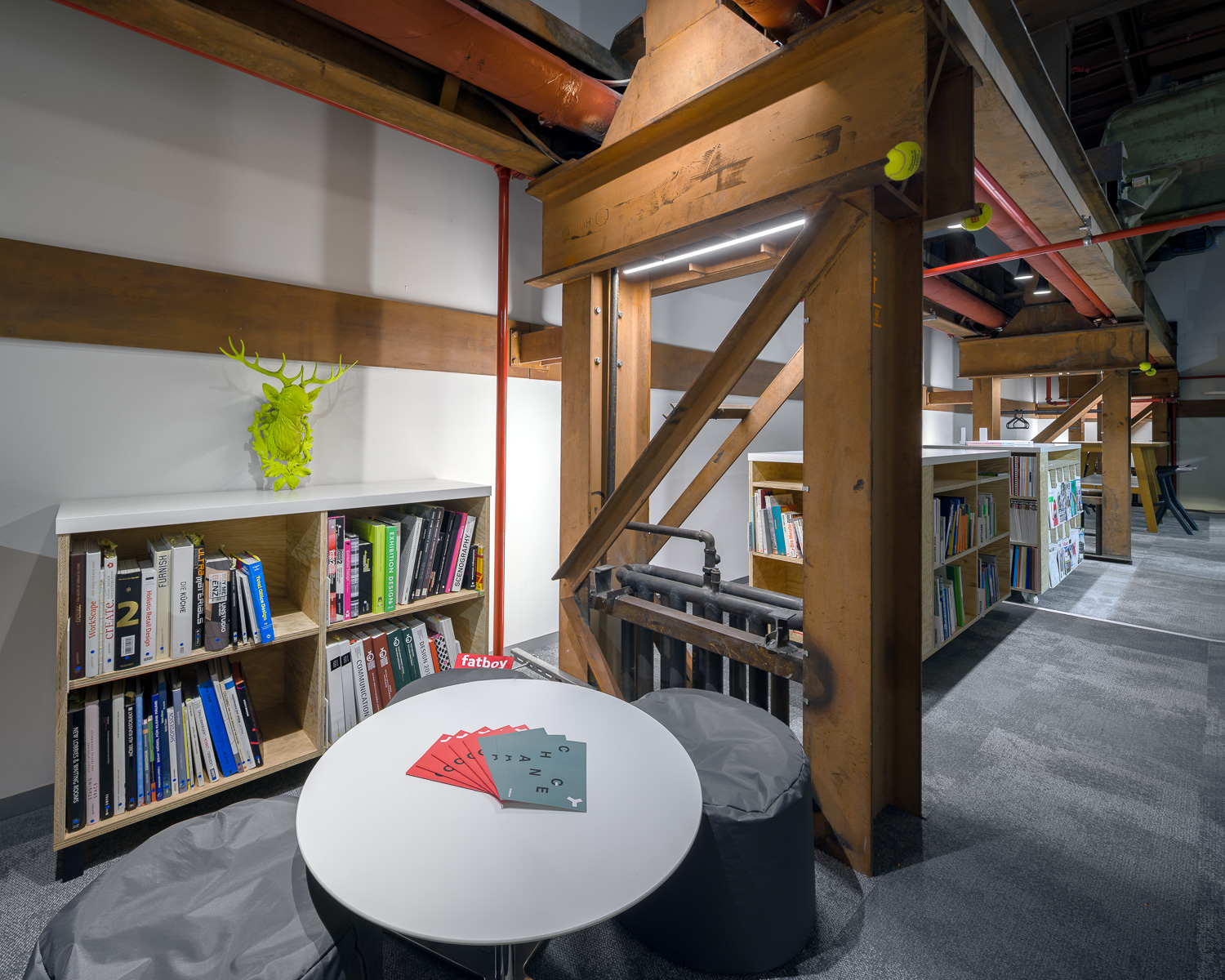 inspiring library with sitting area